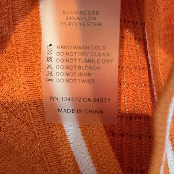 PQ Swim Paloma Logan Dress Sporty‎ Knit Mini Dress Orange Ribbed Cover Up Med/Lg